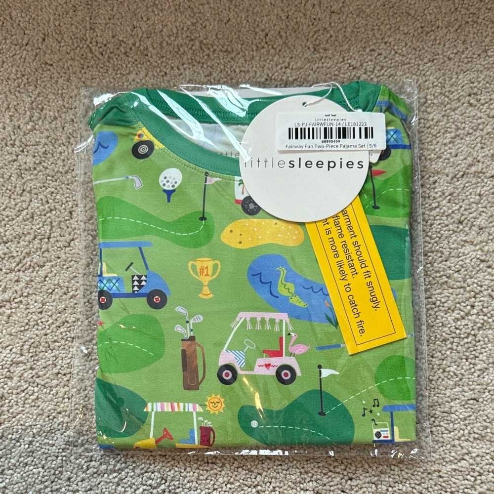 Little Sleepies Green Golf-Themed Pajama Set